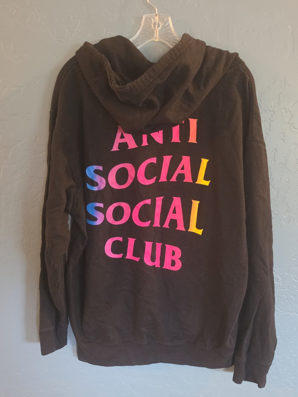 Anti Social Social Club Black Sweater with Multicolor Gradient Logo